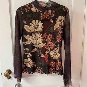 Vintage Anac Floral Mesh Top y2k 90s